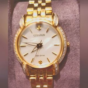 Ladies Citizens Gold Plated Eco-Drive Watch